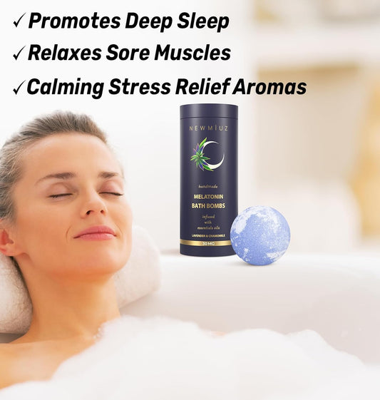 Sleep Well Bubble Bath Bombs Melatonin Infused Lavender Chamomile Essential Oils Luxurious Bath for Dry Skin Perfect Self Care Gifts for Women and Men