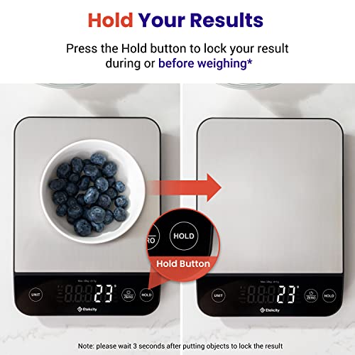 Etekcity Smart Food Kitchen Scale with Nutritional Calculator, Free App with 19 Nutrients Tracking, Calorie, Marco, Digital grams and ounces for weight loss, Premium Stainless Steel, 11lb