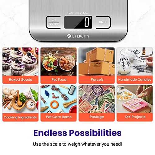 Etekcity Smart Food Kitchen Scale with Nutritional Calculator, Free App with 19 Nutrients Tracking, Calorie, Marco, Digital grams and ounces for weight loss, Premium Stainless Steel, 11lb