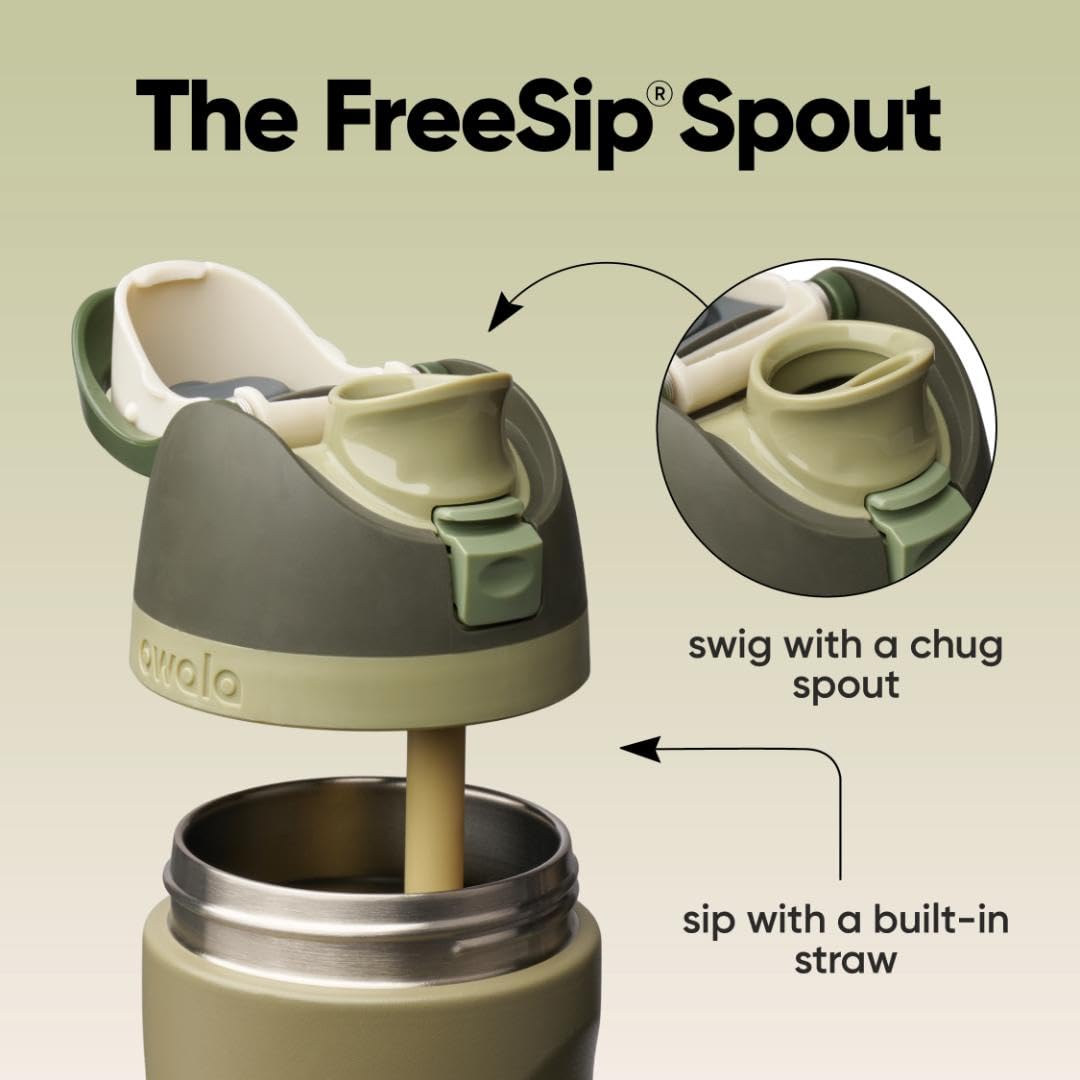 Owala FreeSip Insulated Stainless Steel Water Bottle with Straw, BPA-Free Sports Water Bottle, Great for Travel, 24 Oz, Shy Marshmallow