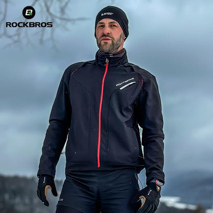 ROCKBROS Cycling Jackets for Men Winter Bike Jackets Thermal Windproof Jacket for Men Cold Weather Cycling Running Hiking