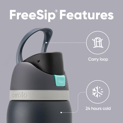 Owala FreeSip Insulated Stainless Steel Water Bottle with Straw, BPA-Free Sports Water Bottle, Great for Travel, 24 Oz, Shy Marshmallow