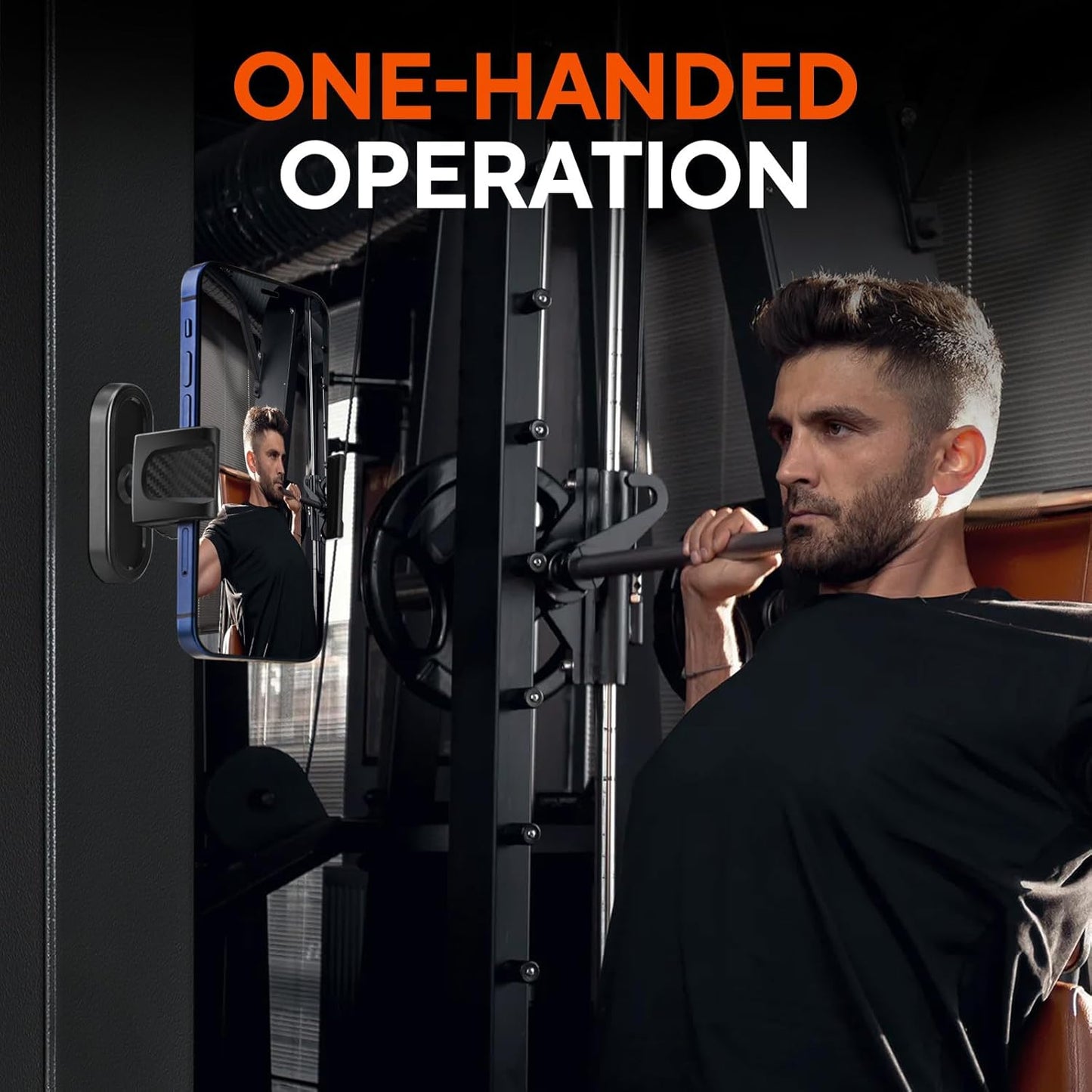 HOYXUN Magnetic Phone Holder for Gym, 360° Adjustable Strong Magnet Base Mount, Universal Magnetic Phone Mount for Workout Recording on All Smartphones