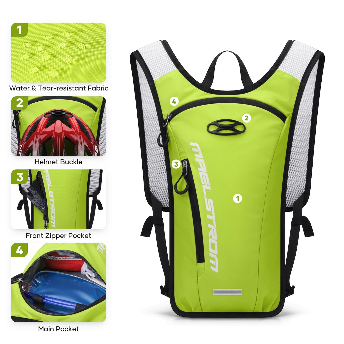 Maelstrom Running Hydration Vest, Hiking Backpack with 2L Water Bladder for Cycling Rave for Men Women