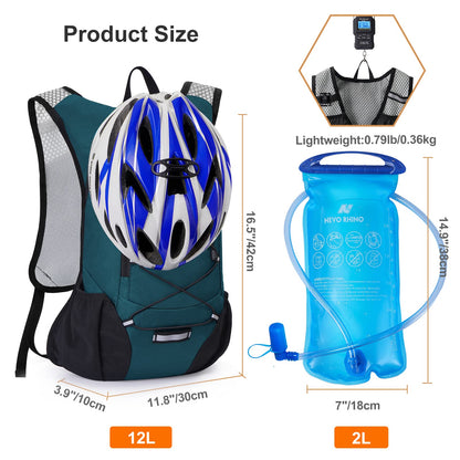 Lightweight Hydration Backpack, Running Backpack with 2L Water Bladder, Hydro Water Daypack for Cycling Hiking Rave for Men Women