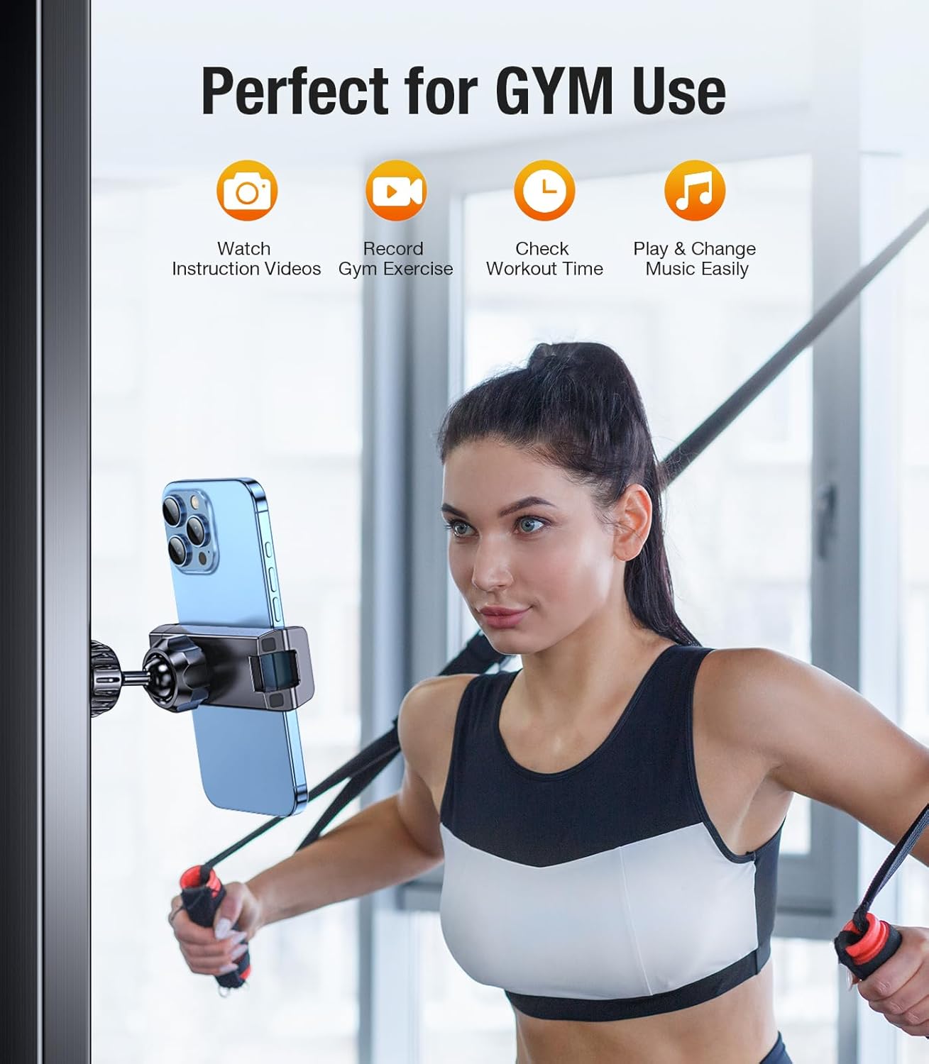 Coolpow Magnetic Phone Holder for Gym【Strong Magnets】 Tripod Mount Ring Gym Magnetic Phone Holder Attach to Metal Surface, Gym Accessories for Men Women Essentials for All Smartphones 4.7-7"