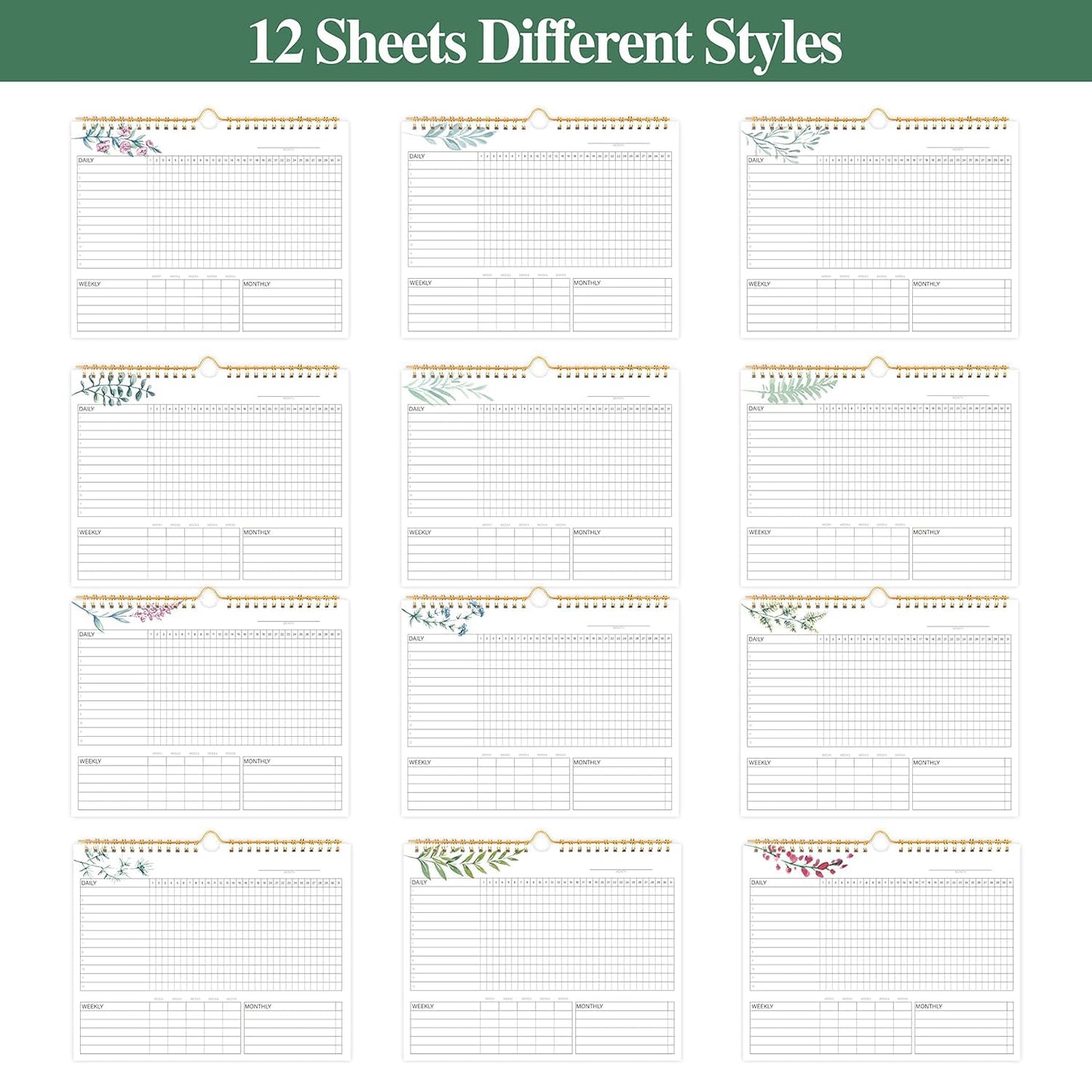 Habit Tracker Calendar- 12 Months Undated Daily Weekly & Monthly Period Habit Tracker Journal, Spiral Binding with Writable Goals Habits Track and Self Care Office Supplies, Personalized Gifts for Women Mom Sister Teacher
