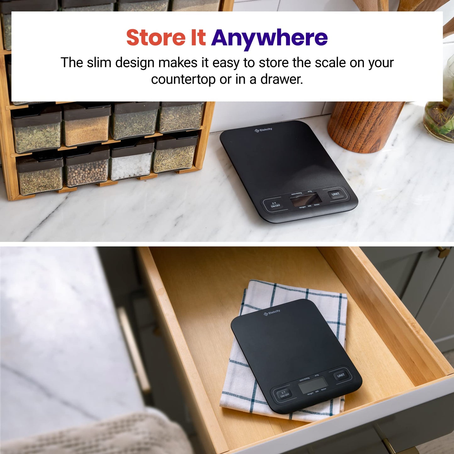 Etekcity Smart Food Kitchen Scale with Nutritional Calculator, Free App with 19 Nutrients Tracking, Calorie, Marco, Digital grams and ounces for weight loss, Premium Stainless Steel, 11lb