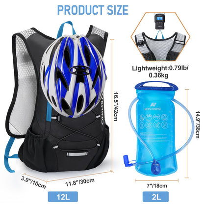 Lightweight Hydration Backpack, Running Backpack with 2L Water Bladder, Hydro Water Daypack for Cycling Hiking Rave for Men Women