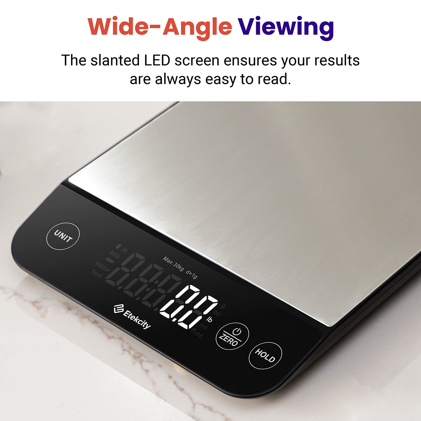 Etekcity Smart Food Kitchen Scale with Nutritional Calculator, Free App with 19 Nutrients Tracking, Calorie, Marco, Digital grams and ounces for weight loss, Premium Stainless Steel, 11lb