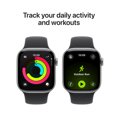 Apple Watch Series 11 [GPS 46mm] Smartwatch with Jet Black Aluminum Case with Black Sport Band - M/L. Sleep Score, Fitness Tracker, Health Monitoring, Always-On Display, Water Resistant