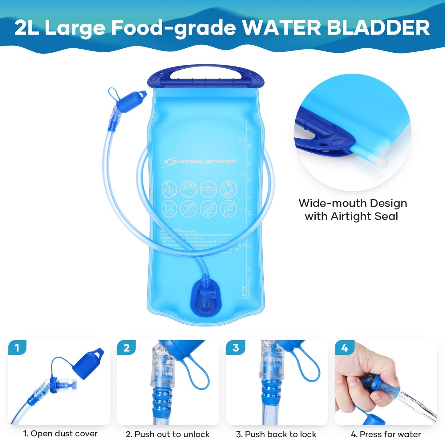 Maelstrom Running Hydration Vest, Hiking Backpack with 2L Water Bladder for Cycling Rave for Men Women