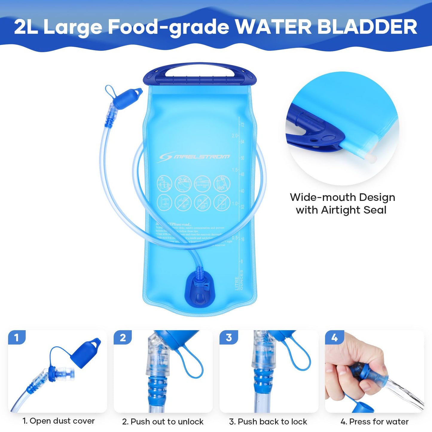 Maelstrom Running Hydration Vest, Hiking Backpack with 2L Water Bladder for Cycling Rave for Men Women