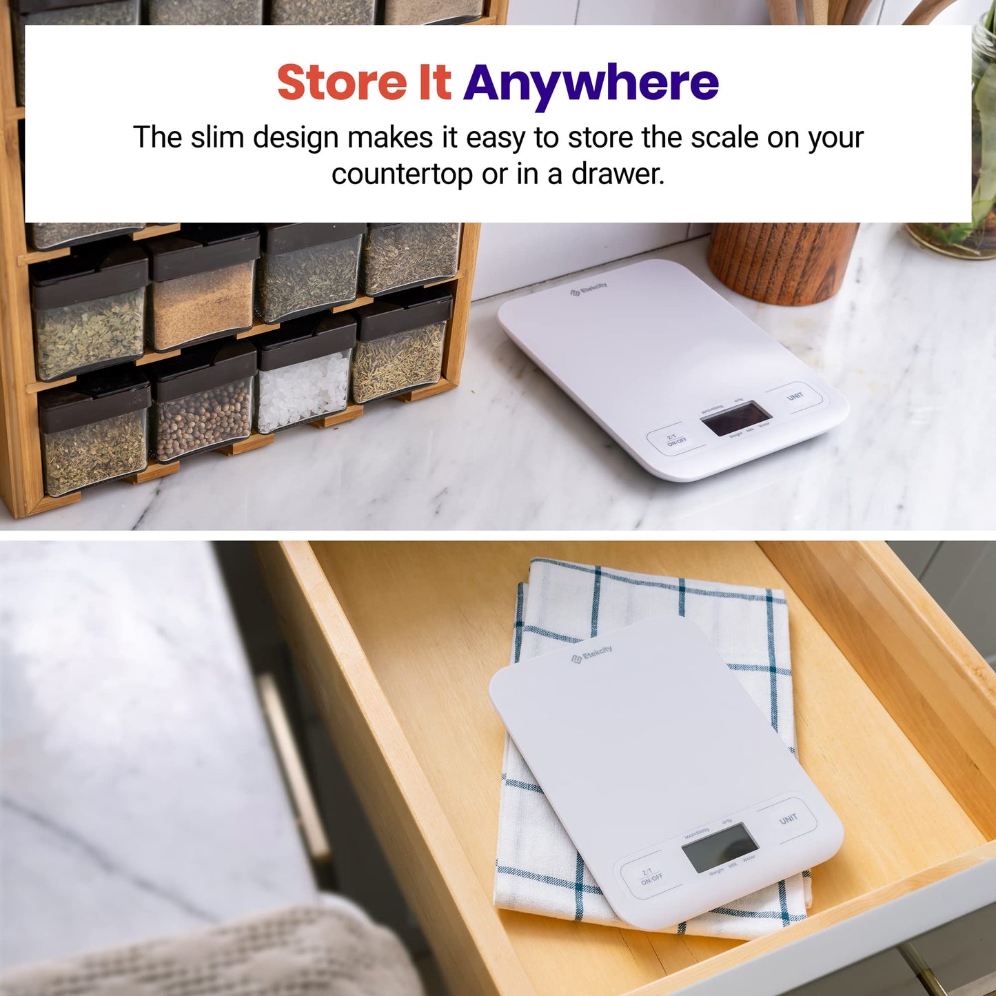 Etekcity Smart Food Kitchen Scale with Nutritional Calculator, Free App with 19 Nutrients Tracking, Calorie, Marco, Digital grams and ounces for weight loss, Premium Stainless Steel, 11lb