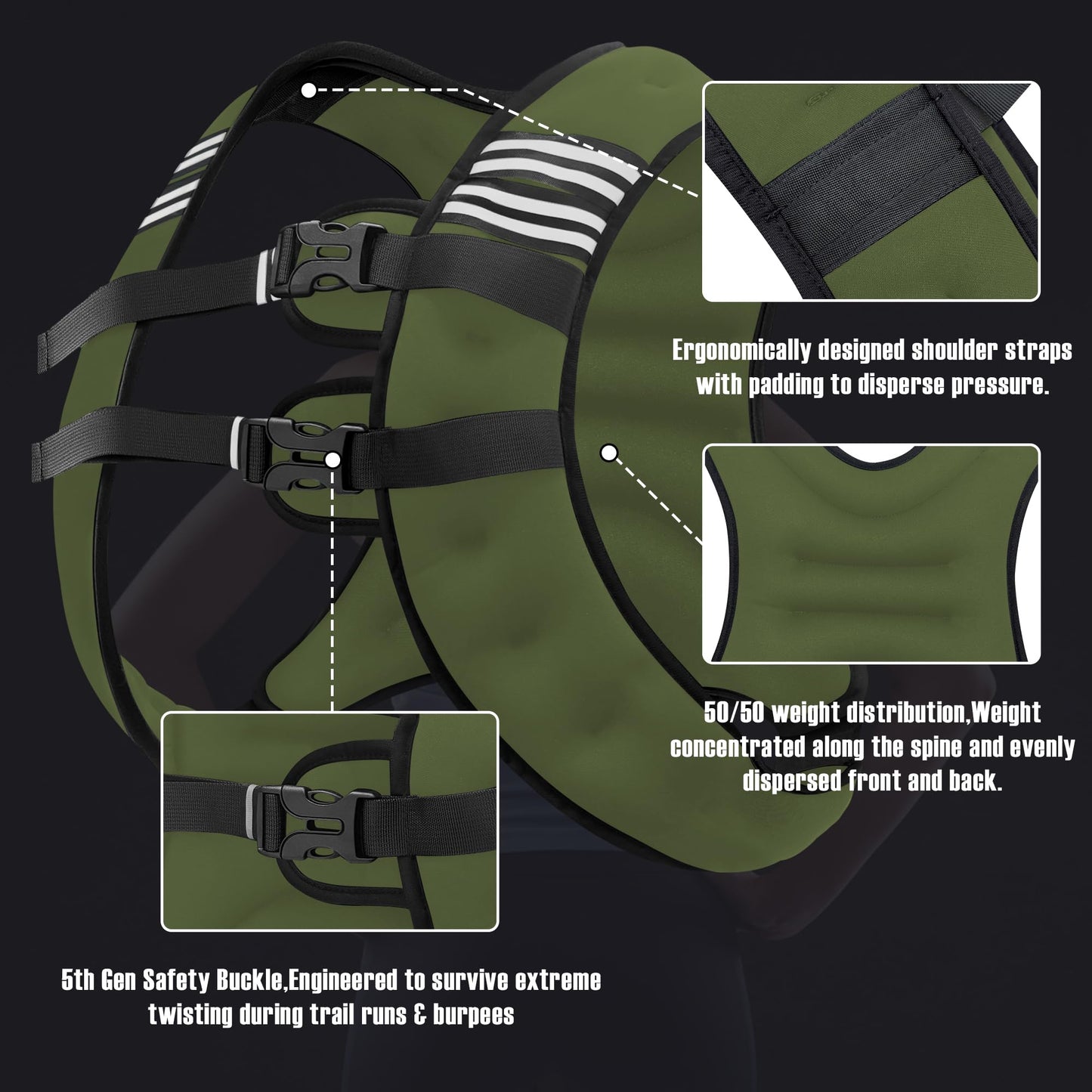 NATURELUX Weighted Vest Men or Women - 5/10/15/20/25/30lbs Weights with Reflective Stripe, Weighted Vest for Workout Equipment for Strength Training Running - Walking Weight Loss