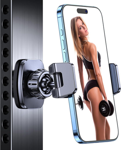 Coolpow Magnetic Phone Holder for Gym【Strong Magnets】 Tripod Mount Ring Gym Magnetic Phone Holder Attach to Metal Surface, Gym Accessories for Men Women Essentials for All Smartphones 4.7-7"