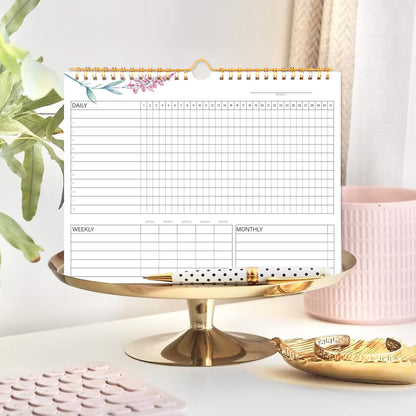 Habit Tracker Calendar- 12 Months Undated Daily Weekly & Monthly Period Habit Tracker Journal, Spiral Binding with Writable Goals Habits Track and Self Care Office Supplies, Personalized Gifts for Women Mom Sister Teacher