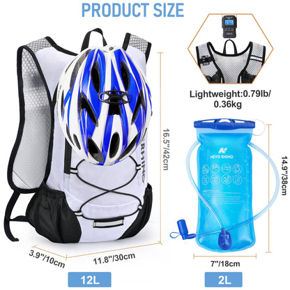 Lightweight Hydration Backpack, Running Backpack with 2L Water Bladder, Hydro Water Daypack for Cycling Hiking Rave for Men Women