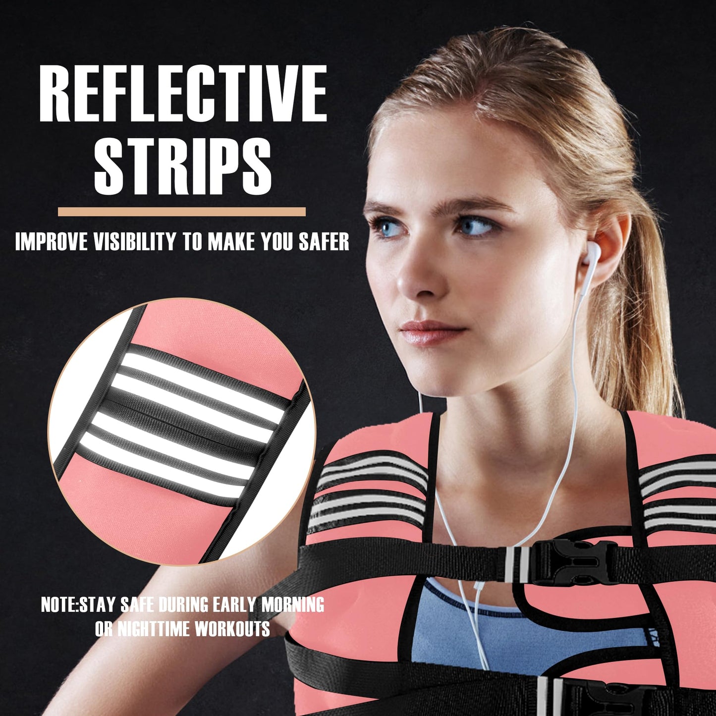 NATURELUX Weighted Vest Men or Women - 5/10/15/20/25/30lbs Weights with Reflective Stripe, Weighted Vest for Workout Equipment for Strength Training Running - Walking Weight Loss