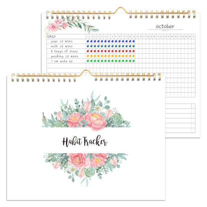 Habit Tracker Calendar- 12 Months Undated Daily Weekly & Monthly Period Habit Tracker Journal, Spiral Binding with Writable Goals Habits Track and Self Care Office Supplies, Personalized Gifts for Women Mom Sister Teacher