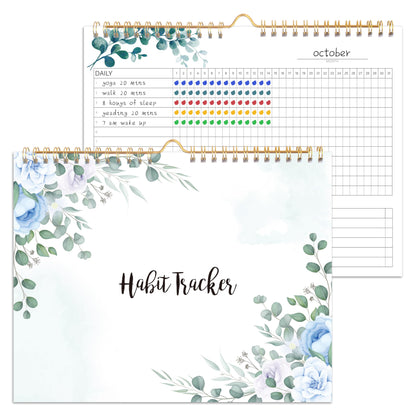 Habit Tracker Calendar- 12 Months Undated Daily Weekly & Monthly Period Habit Tracker Journal, Spiral Binding with Writable Goals Habits Track and Self Care Office Supplies, Personalized Gifts for Women Mom Sister Teacher