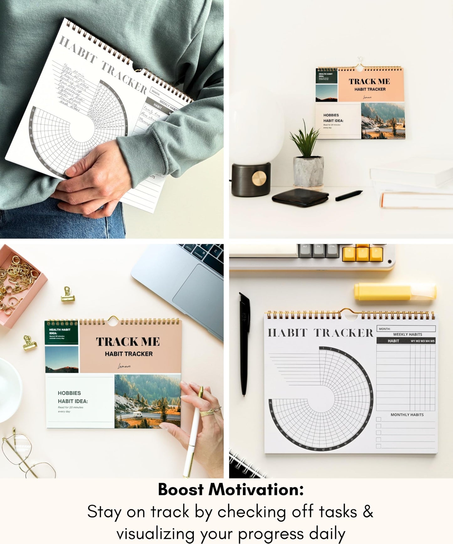 Lamare 2026 Habit Tracker Calendar – Premium Daily Habit Tracker Journal and Goal Board, Workout Motivation & Productivity Tool