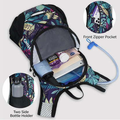 Lightweight Hydration Backpack, Running Backpack with 2L Water Bladder, Hydro Water Daypack for Cycling Hiking Rave for Men Women