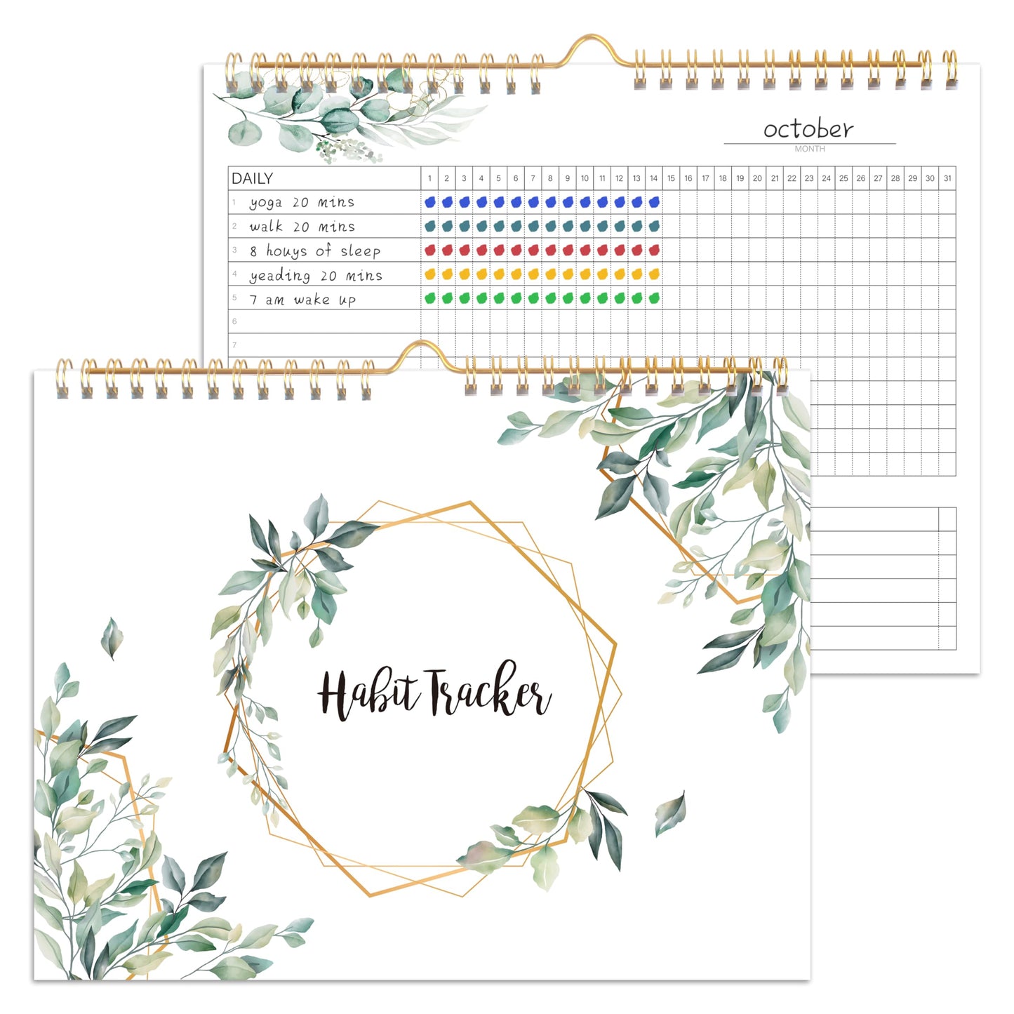 Habit Tracker Calendar- 12 Months Undated Daily Weekly & Monthly Period Habit Tracker Journal, Spiral Binding with Writable Goals Habits Track and Self Care Office Supplies, Personalized Gifts for Women Mom Sister Teacher