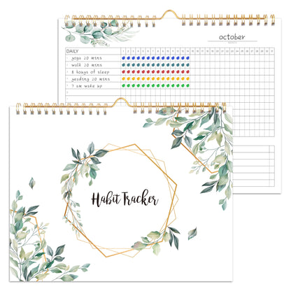 Habit Tracker Calendar- 12 Months Undated Daily Weekly & Monthly Period Habit Tracker Journal, Spiral Binding with Writable Goals Habits Track and Self Care Office Supplies, Personalized Gifts for Women Mom Sister Teacher