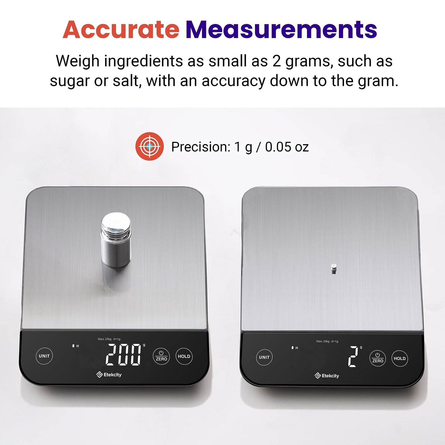 Etekcity Smart Food Kitchen Scale with Nutritional Calculator, Free App with 19 Nutrients Tracking, Calorie, Marco, Digital grams and ounces for weight loss, Premium Stainless Steel, 11lb