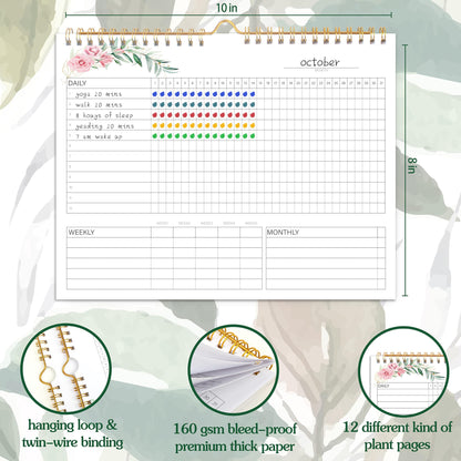 Habit Tracker Calendar- 12 Months Undated Daily Weekly & Monthly Period Habit Tracker Journal, Spiral Binding with Writable Goals Habits Track and Self Care Office Supplies, Personalized Gifts for Women Mom Sister Teacher