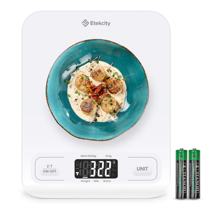 Etekcity Smart Food Kitchen Scale with Nutritional Calculator, Free App with 19 Nutrients Tracking, Calorie, Marco, Digital grams and ounces for weight loss, Premium Stainless Steel, 11lb