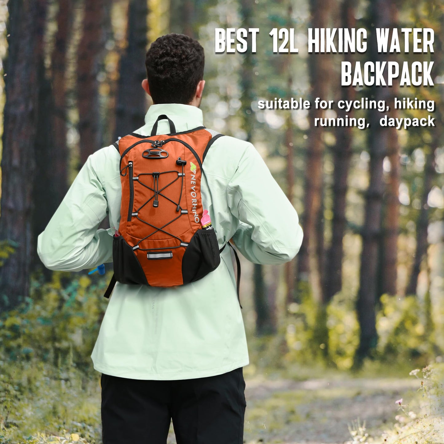 Lightweight Hydration Backpack, Running Backpack with 2L Water Bladder, Hydro Water Daypack for Cycling Hiking Rave for Men Women