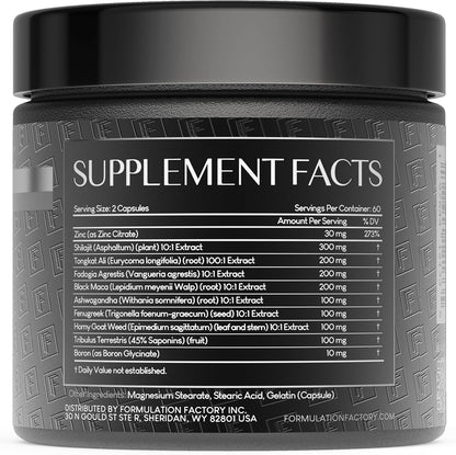 Formulation Factory Self Obsessed 10 in 1 Masculinity Maximizer Supplement, Shilajit for Men, Tongkat Ali, Ashwaganda, Fenugreek Muscle Growth, Energy, Drive, Strength, Recovery 2 Month (Pack of 1)