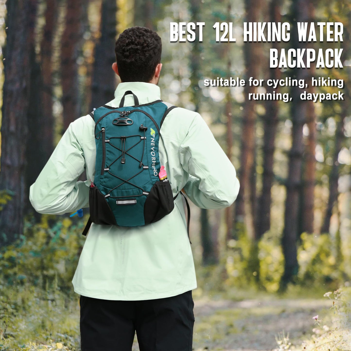 Lightweight Hydration Backpack, Running Backpack with 2L Water Bladder, Hydro Water Daypack for Cycling Hiking Rave for Men Women