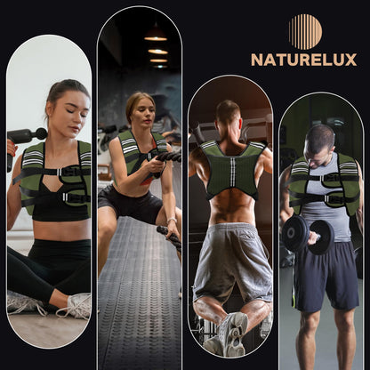 NATURELUX Weighted Vest Men or Women - 5/10/15/20/25/30lbs Weights with Reflective Stripe, Weighted Vest for Workout Equipment for Strength Training Running - Walking Weight Loss