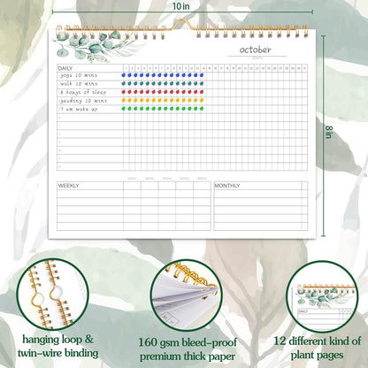 Habit Tracker Calendar- 12 Months Undated Daily Weekly & Monthly Period Habit Tracker Journal, Spiral Binding with Writable Goals Habits Track and Self Care Office Supplies, Personalized Gifts for Women Mom Sister Teacher