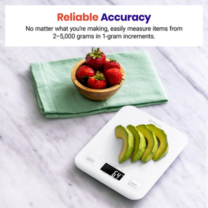 Etekcity Smart Food Kitchen Scale with Nutritional Calculator, Free App with 19 Nutrients Tracking, Calorie, Marco, Digital grams and ounces for weight loss, Premium Stainless Steel, 11lb