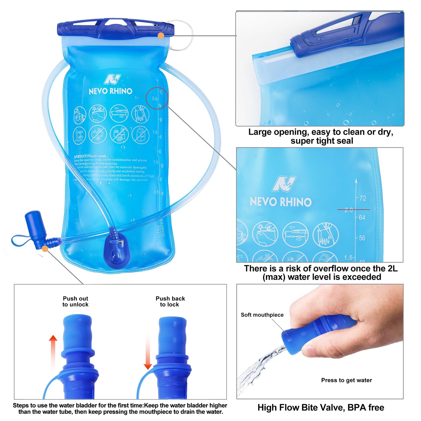 Lightweight Hydration Backpack, Running Backpack with 2L Water Bladder, Hydro Water Daypack for Cycling Hiking Rave for Men Women