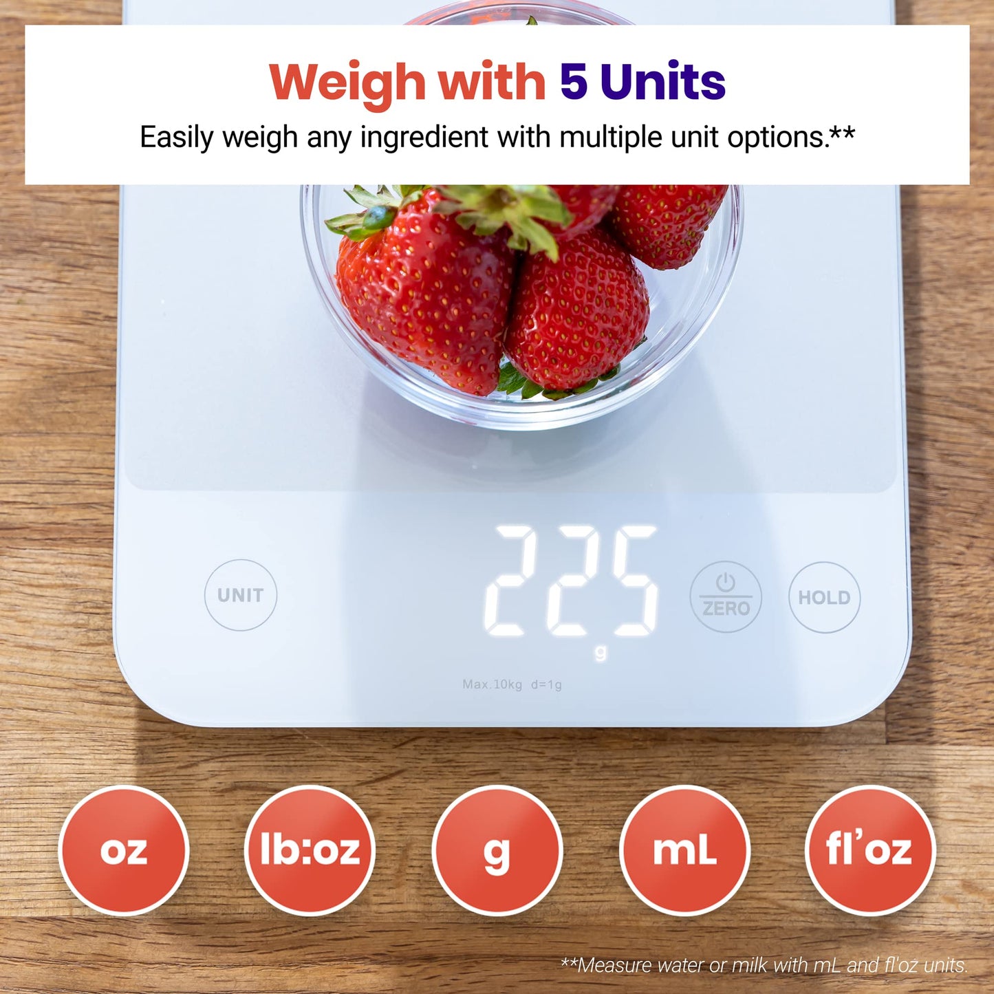 Etekcity Smart Food Kitchen Scale with Nutritional Calculator, Free App with 19 Nutrients Tracking, Calorie, Marco, Digital grams and ounces for weight loss, Premium Stainless Steel, 11lb
