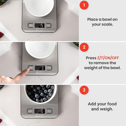 Etekcity Smart Food Kitchen Scale with Nutritional Calculator, Free App with 19 Nutrients Tracking, Calorie, Marco, Digital grams and ounces for weight loss, Premium Stainless Steel, 11lb