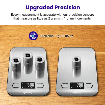 Etekcity Smart Food Kitchen Scale with Nutritional Calculator, Free App with 19 Nutrients Tracking, Calorie, Marco, Digital grams and ounces for weight loss, Premium Stainless Steel, 11lb