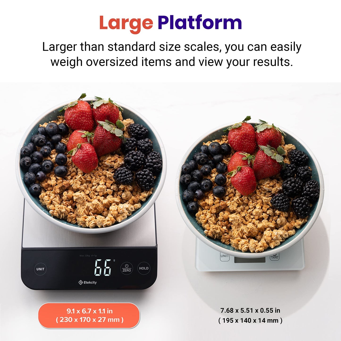 Etekcity Smart Food Kitchen Scale with Nutritional Calculator, Free App with 19 Nutrients Tracking, Calorie, Marco, Digital grams and ounces for weight loss, Premium Stainless Steel, 11lb